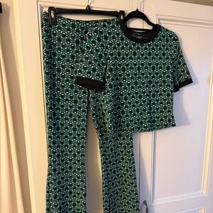 Zara Green and Black Geometric Two Piece Set